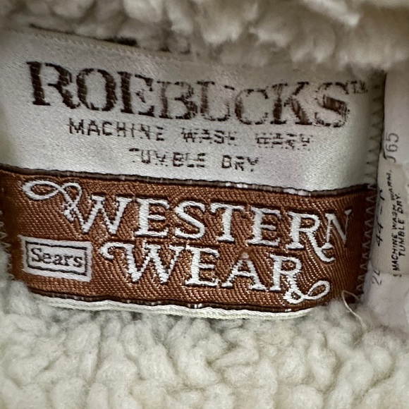 Vintage Sears Roebuck Western Wear Denim Sherpa Lined Snap Front Vest Men's 44R - Picture 4 of 13
